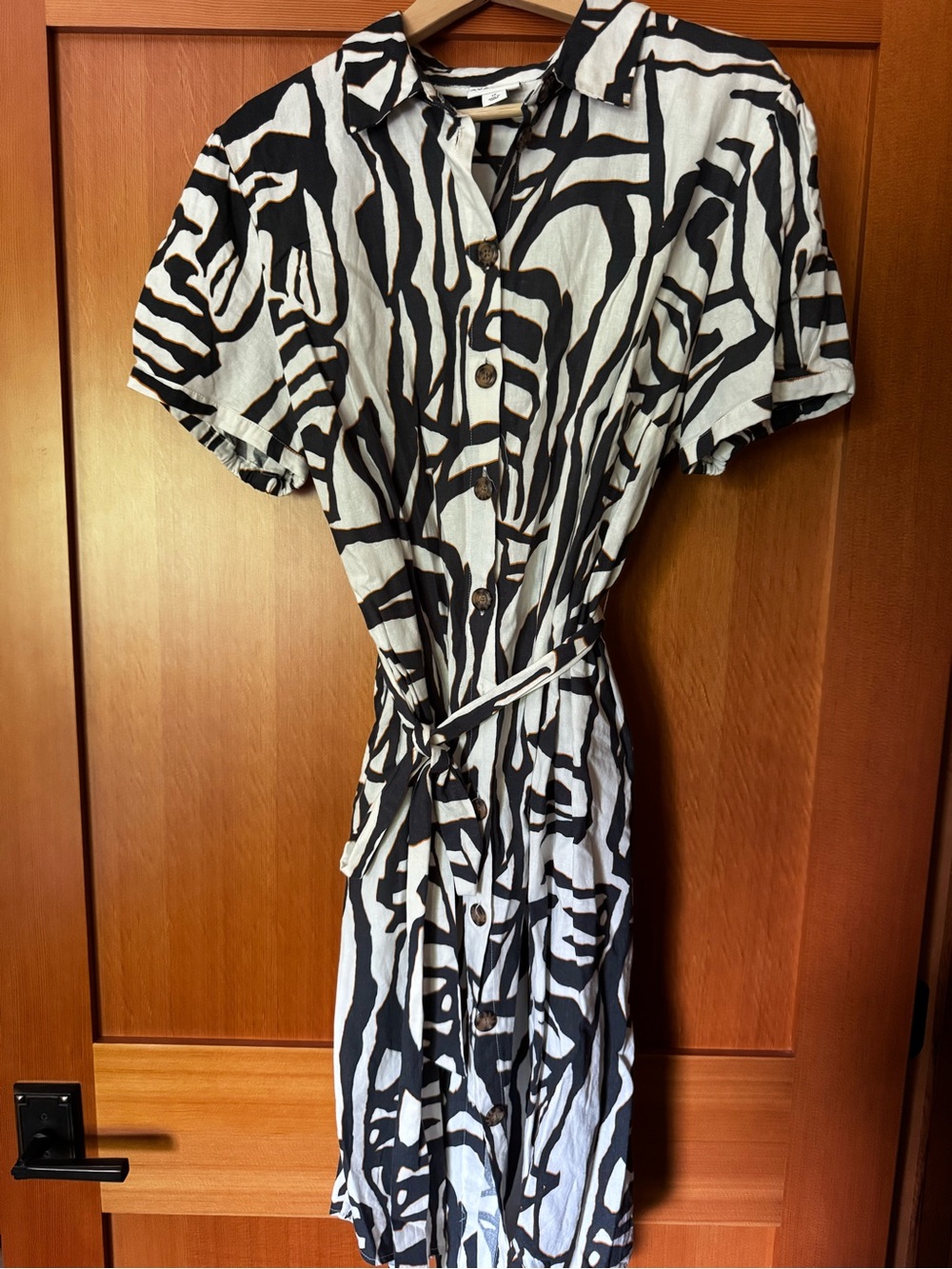 Ava & Viv Black and White Zebra Print Shirt Dress